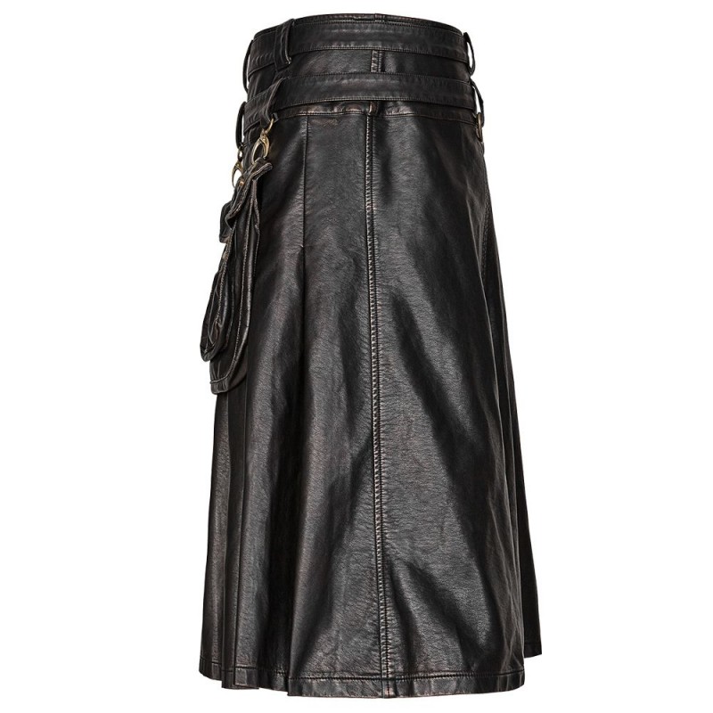 Handmade New Stylish Men’s Gothic Cargo Utility Kilt Black Steampunk 